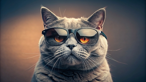 British Shorthair cat, wearing sunglasses 28feb24 (1)