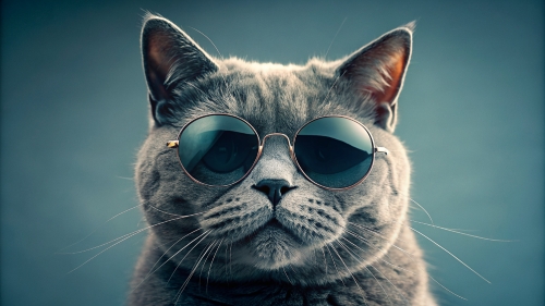 British Shorthair cat, wearing sunglasses 28feb24 (2)