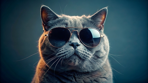 British Shorthair cat, wearing sunglasses 28feb24 (3)