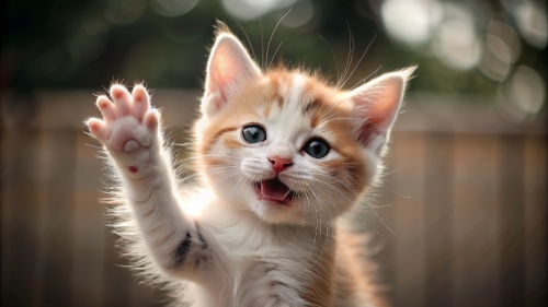 Cute Kitten smile giving high five 10mar24 (2)