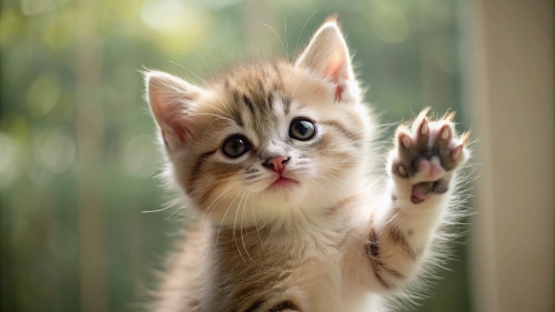 Cute Kitten smile giving high five 10mar24 (3)