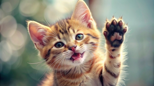 Cute Kitten smile giving high five 10mar24 (5)