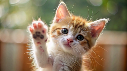 Cute Kitten smile giving high five 10mar24 (6)