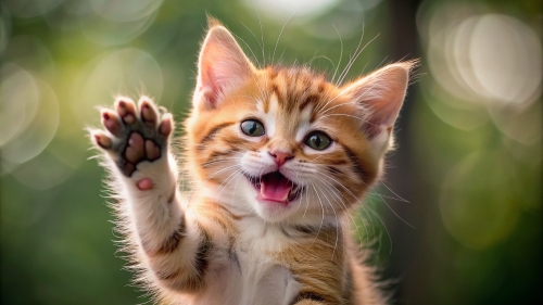 Cute Kitten smile giving high five 10mar24 (9)