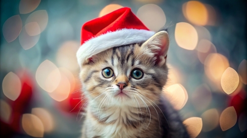 Cute Kitten wearing Christmas hat 4mar24 (10)