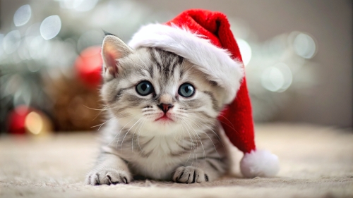 Cute Kitten wearing Christmas hat 4mar24 (3)