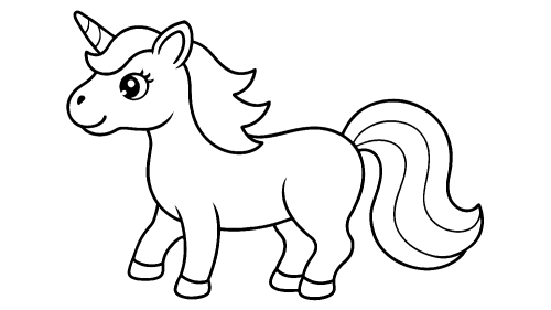 Cute unicorn cartoon coloring pages for kids