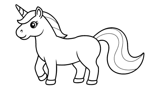 Cute unicorn cartoon coloring pages for kids