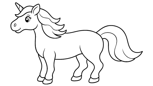 Cute unicorn cartoon coloring pages for kids