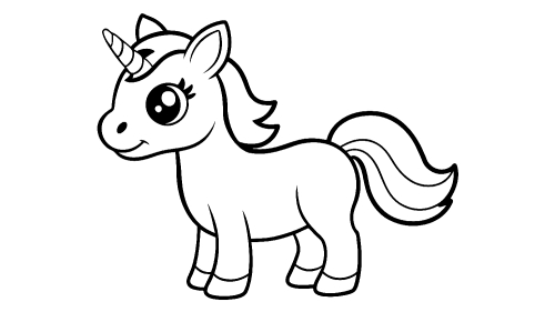 Cute unicorn cartoon coloring pages for kids