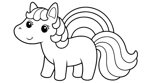 Cute unicorn cartoon coloring pages for kids