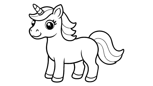 Cute unicorn cartoon coloring pages for kids