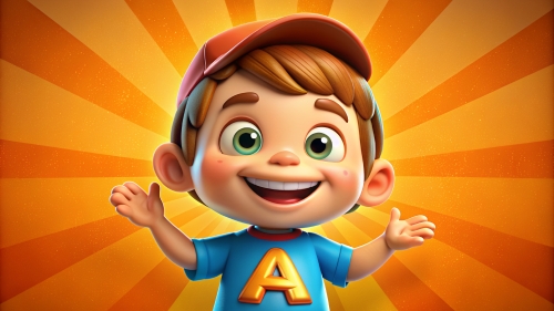 Kid cartoon smile with big  A B C … X Y Z font Alphabet