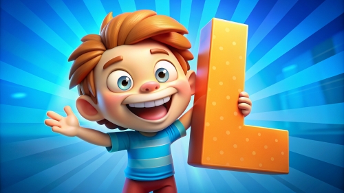 Kid cartoon smile with big  A B C … X Y Z font Alphabet