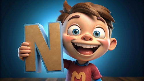 Kid cartoon smile with big  A B C … X Y Z font Alphabet