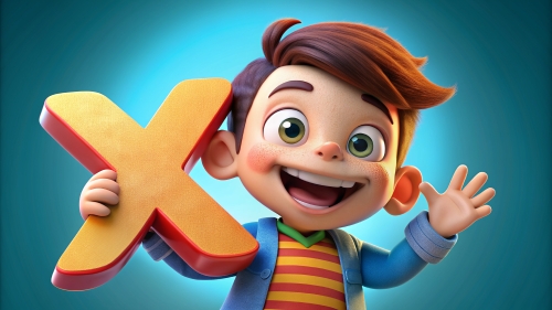 Kid cartoon smile with big  A B C … X Y Z font Alphabet