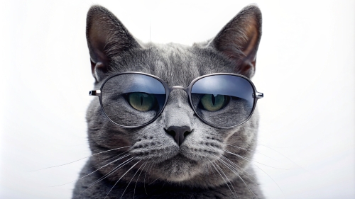 Russian Blue cat, wearing sunglasses 29feb24 (1)