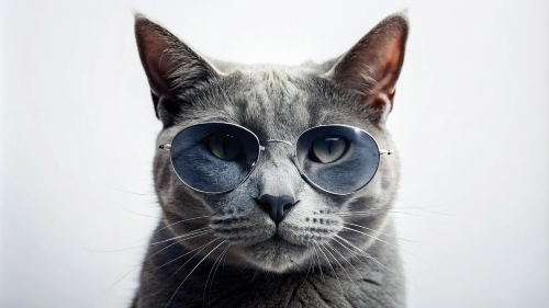 Russian Blue cat, wearing sunglasses 29feb24 (10)