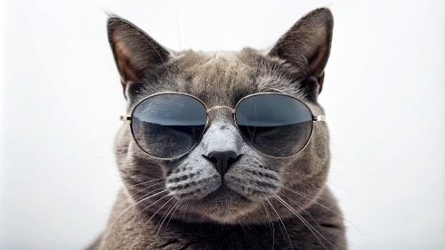 Russian Blue cat, wearing sunglasses 29feb24 (11)