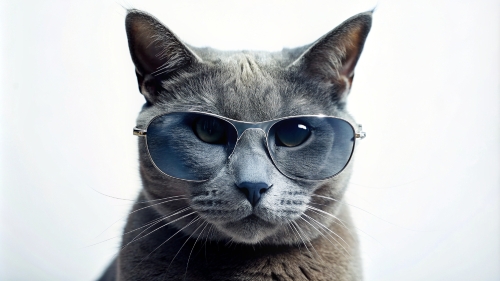 Russian Blue cat, wearing sunglasses 29feb24 (12)