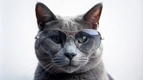 Russian Blue cat, wearing sunglasses 29feb24 (3)