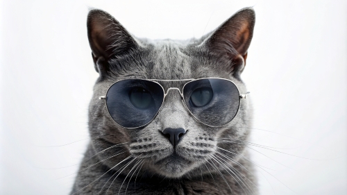 Russian Blue cat, wearing sunglasses 29feb24 (5)