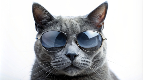 Russian Blue cat, wearing sunglasses 29feb24 (6)