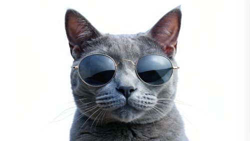 Russian Blue cat, wearing sunglasses 29feb24 (9)